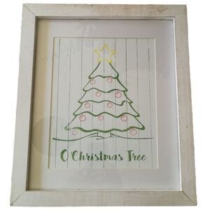 𝅺3/30$ CHRISTMAS White Drawing Christmas Tree Frame NWT